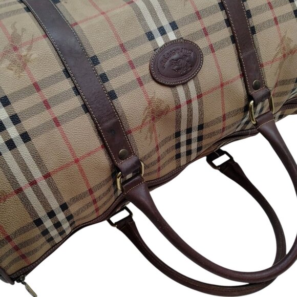 (L4) Authentic Burberry Travel Bag Brown PVC Luxury Vintage Designer Handbag - Picture 4 of 8